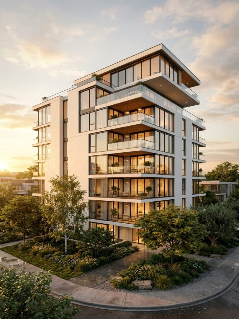 Architectural rendering turnaround time – photorealistic exterior CGI of contemporary building