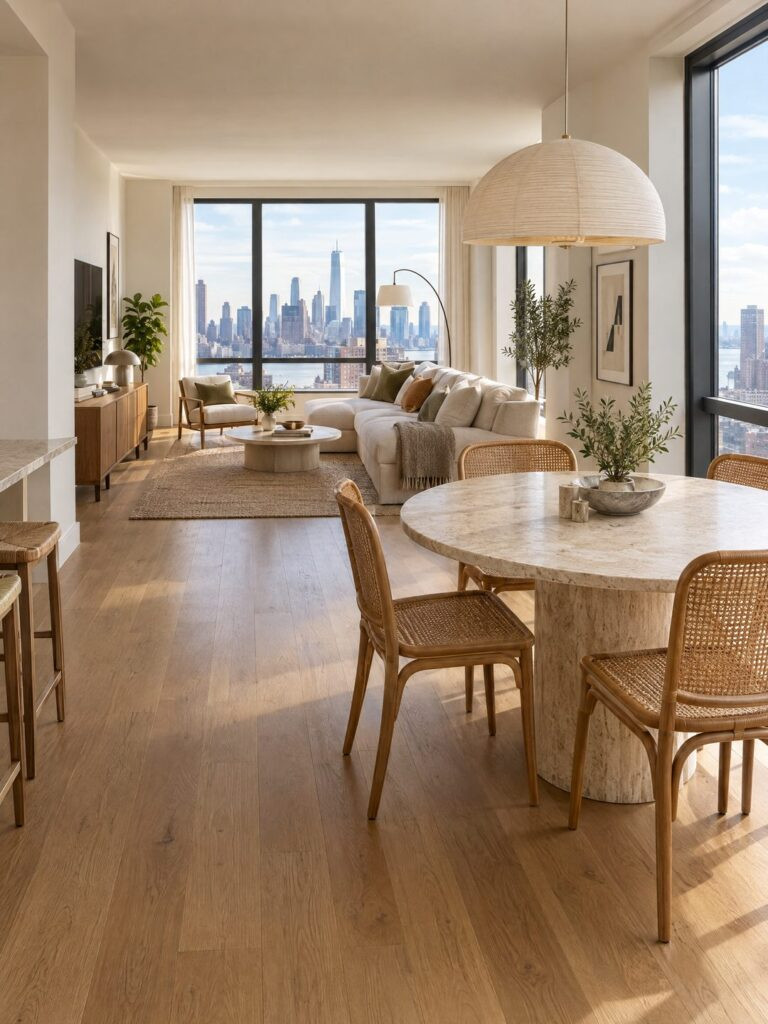 how many renders for an apartment: open-plan living and dining interior